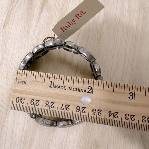 Ruby Rd. stretch silver tone disc bracelet - Picture 9 of 10